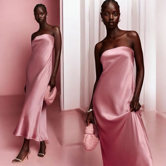 Reformation Dresses & Skirts - NWT REFORMATION Joana Silk Strapless Dress in “Rose Petal” pink